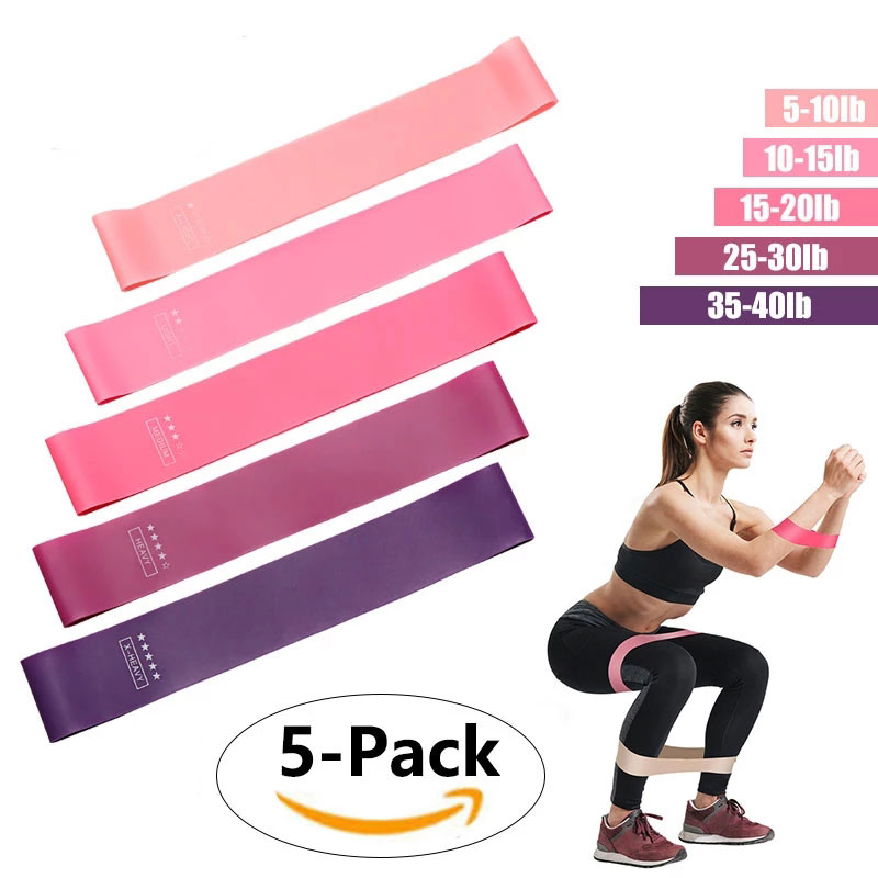 Set de 5 Bandas Elásticas Resistencia  + Bolso